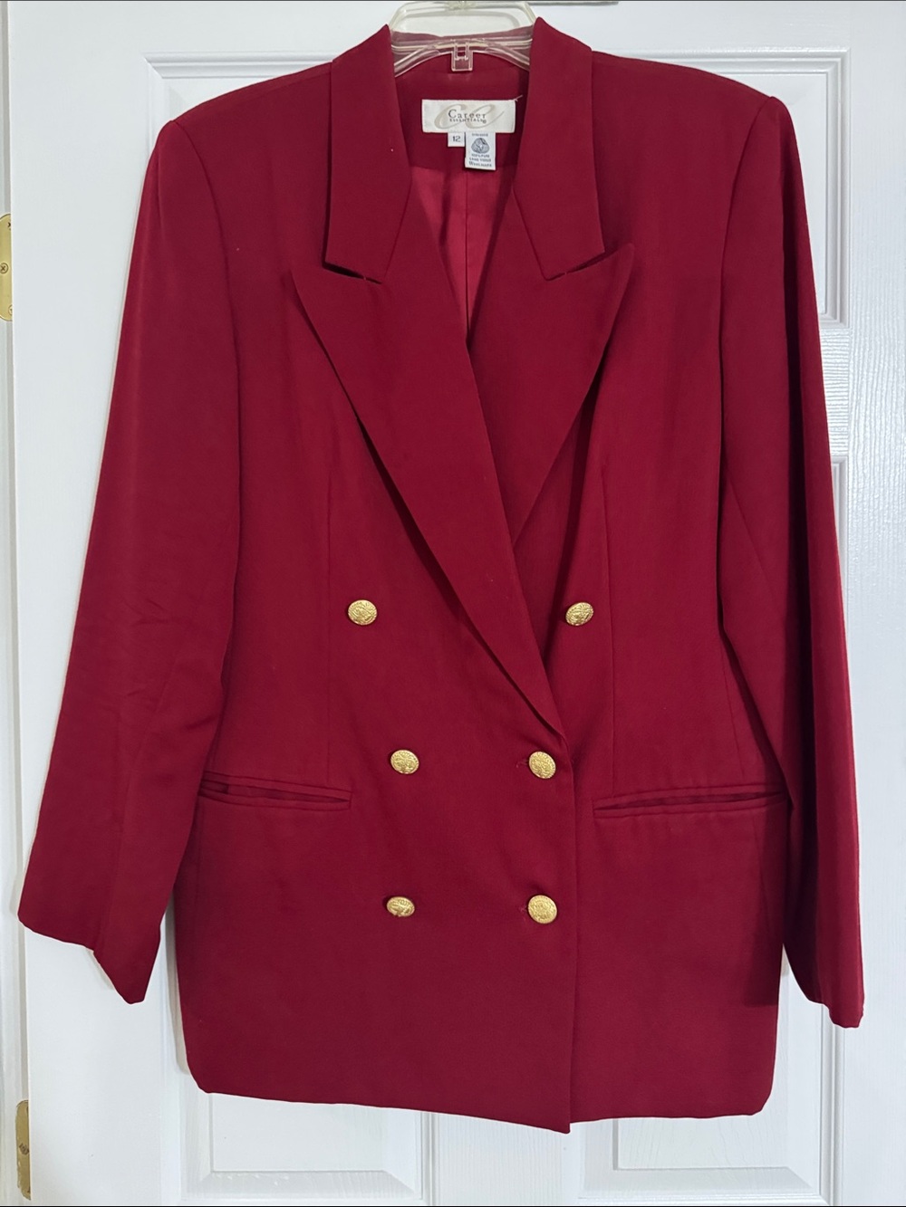 Classic Double-Breasted Womens Blazer in Deep Wine With Matching Dress Shorts - Picture 4 of 9